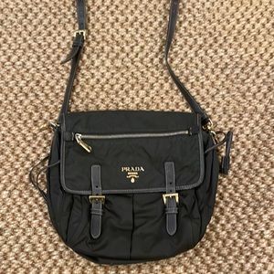 Prada chocolate brown nylon purse